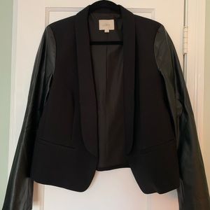 Loft blazer with leather sleeve detail